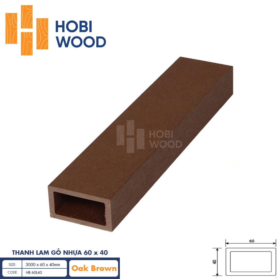 thanh lam gỗ nhựa ngoài trời hb-60l40 oak brown 2 thanh lam gỗ nhựa ngoài trời hb-60l40 oak brown 2